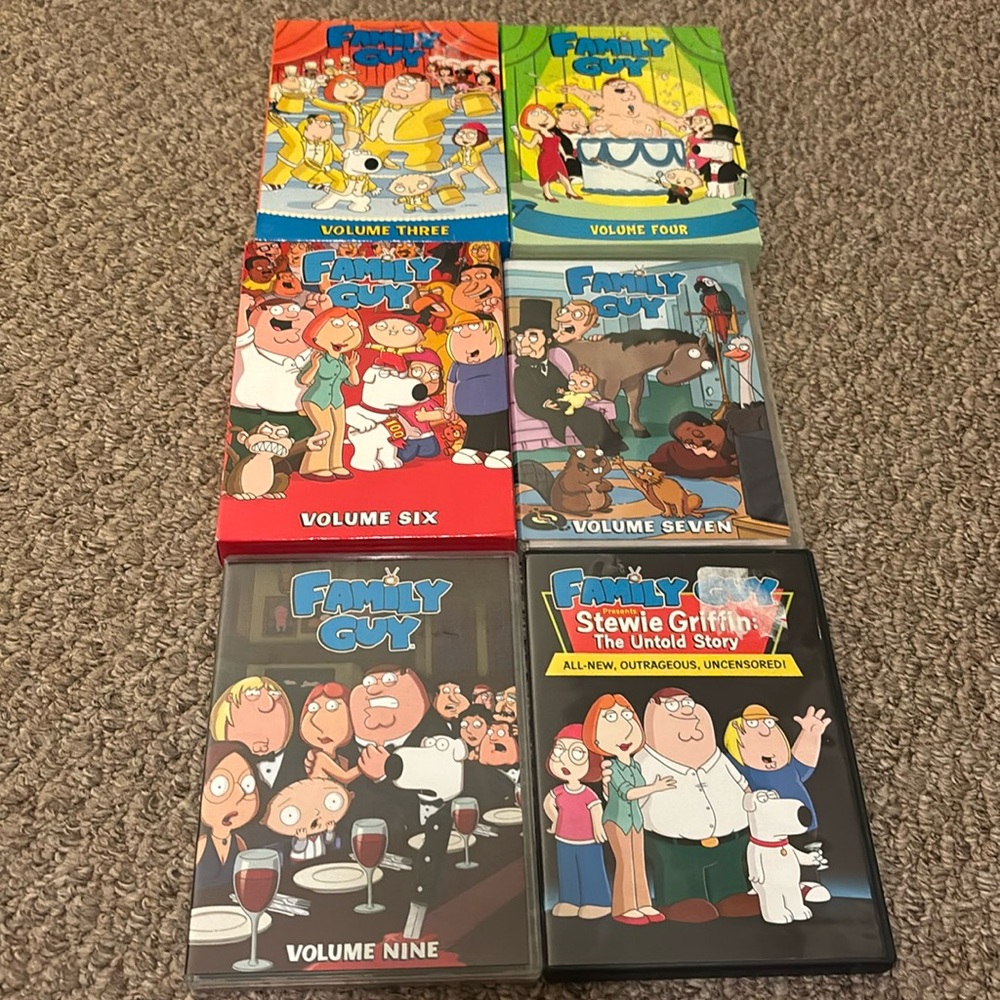 Family Guy Seasons 3, 4, 6, 7, 9 and Stewie Griffith The Untold Story